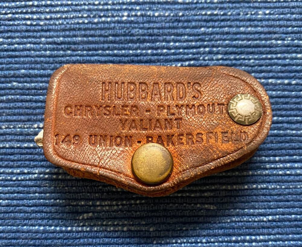 Vtg Hubbard's Chrystler Plymouth Valiant Bakersfield CA Auto Car Dealer Key Fob
